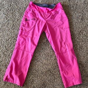 Womens Pink Stretch Cargo Scrub Pants